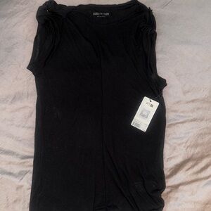 Zadig&Voltaire Z&V Black Sleeveless Tank Top with small stars on shoulders $168